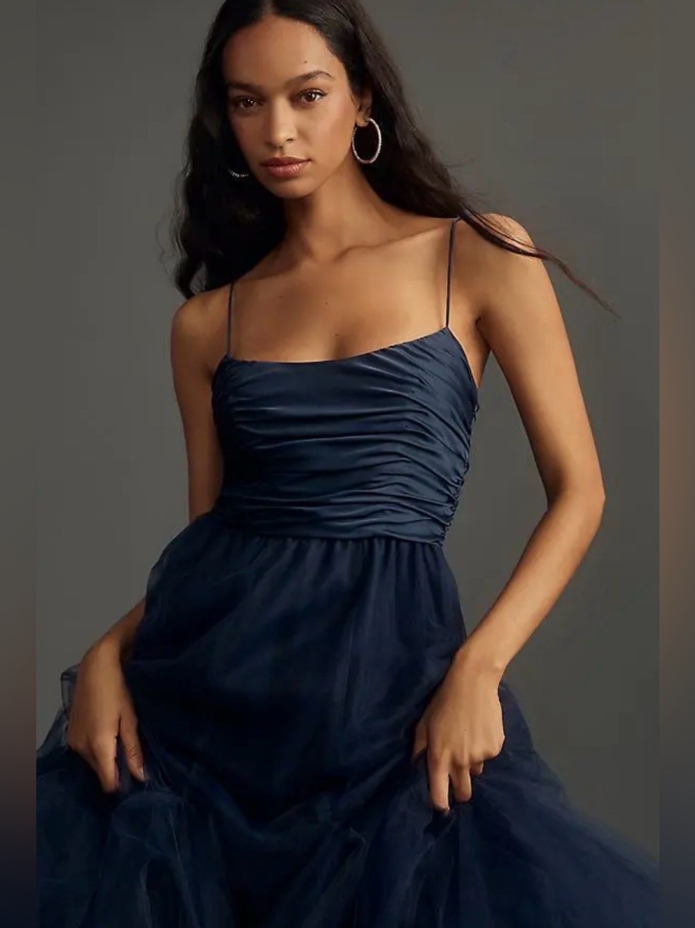 Hutch Toni Barre Sleeveless Tulle Maxi Dress in Navy Blue Sz: 2 $395 - RTR - Picture 9 of 9